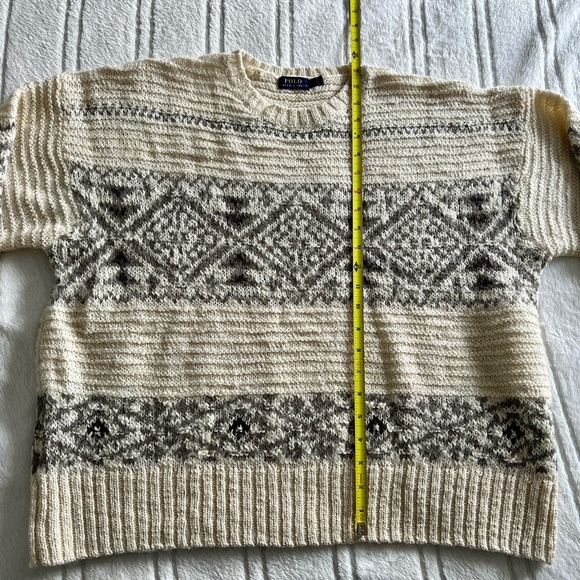 Polo Ralph Lauren Sweater Fair Isle Nordic Wool Alpaca Blend Ivory Black Mock - Picture 12 of 14
